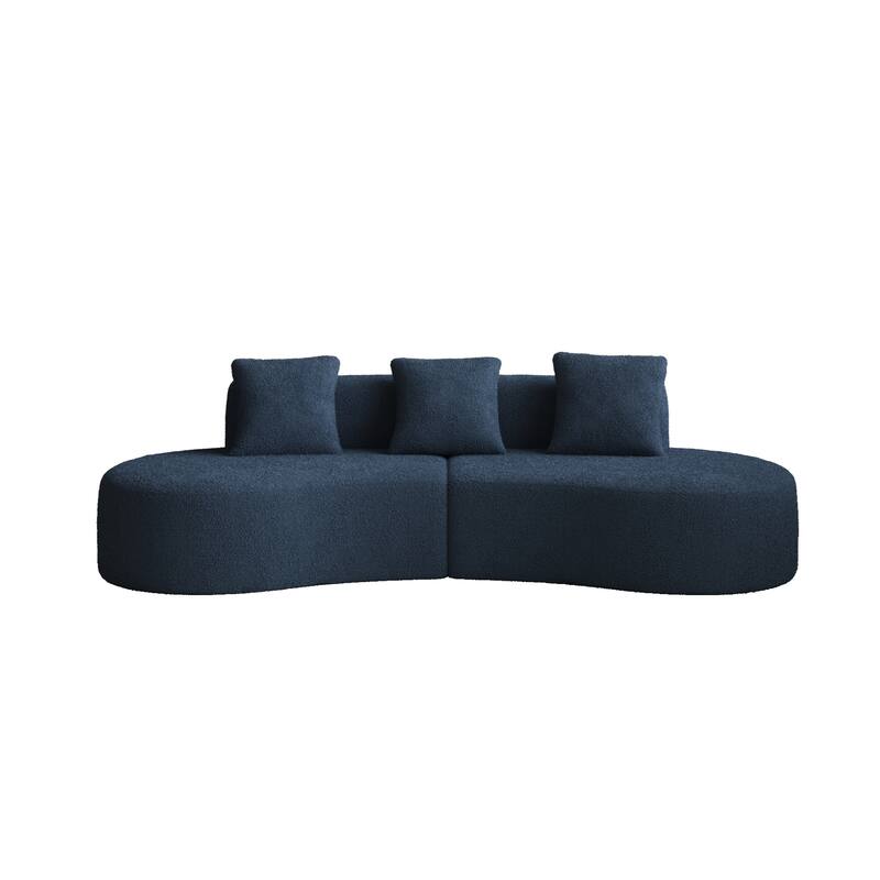 109" Upholstered Frameless Sofa Raindrop Velvet Curved Couch for Living Room, Apartment, Home Decor