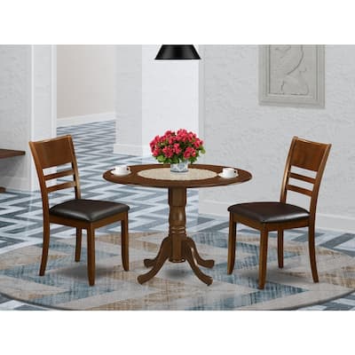 Kitchen Dinette Set - 3 Piece Round Table & Chairs - Small Space Dining Set - Espresso Finish