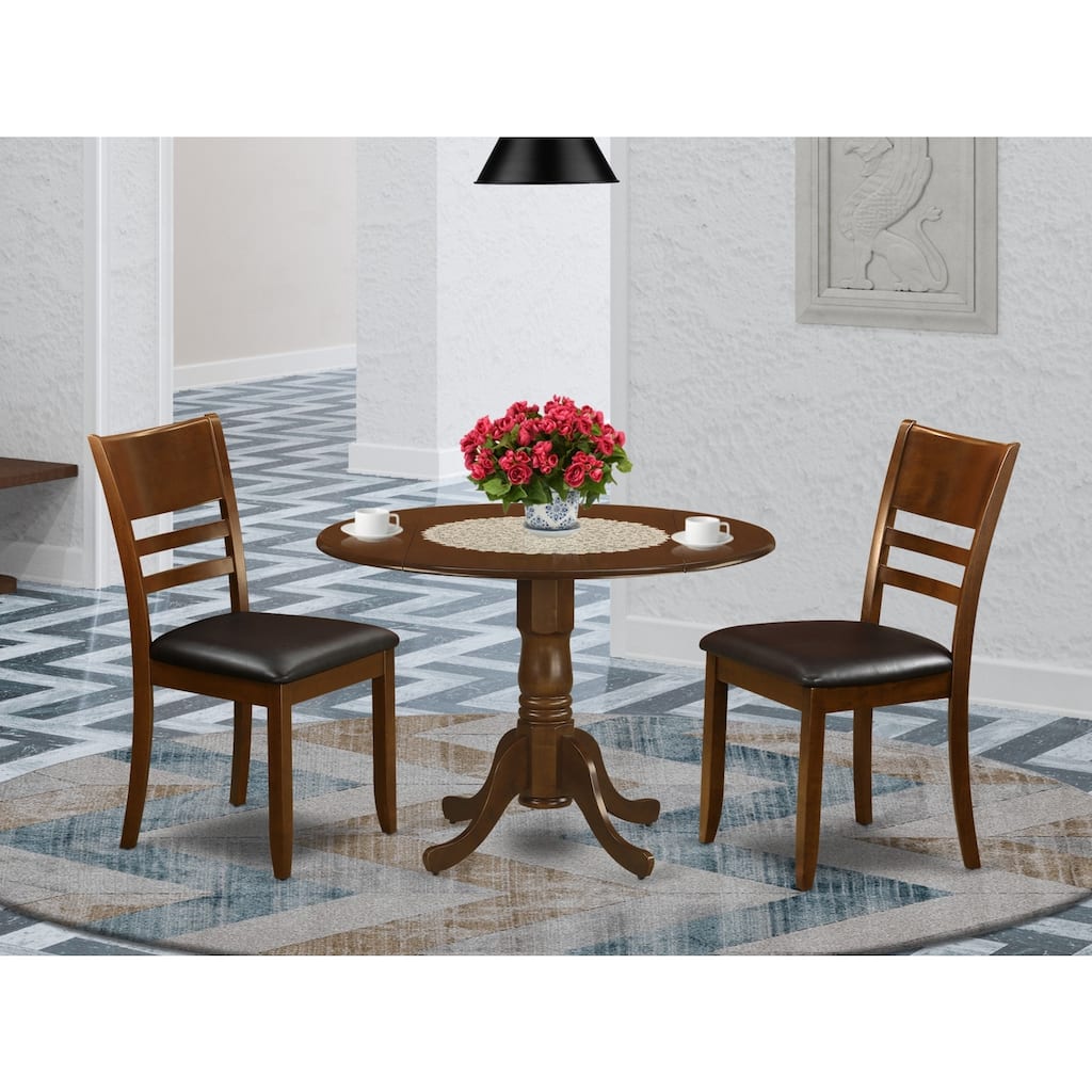 Kitchen Dinette Set - 3 Piece Round Table & Chairs - Small Space Dining Set - Espresso Finish