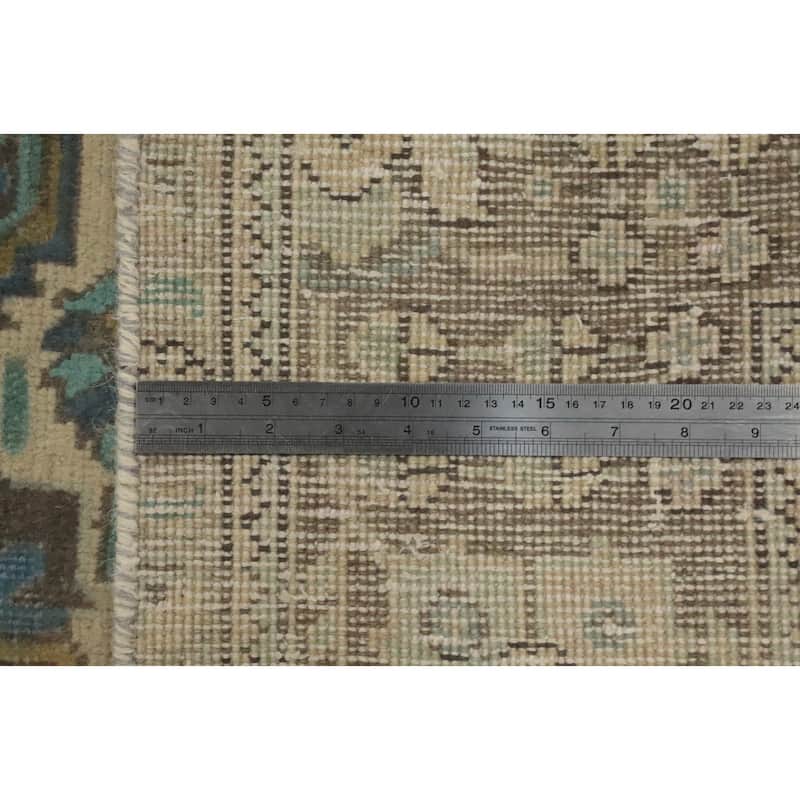 Hand Knotted Oriental 100% Wool Carpet Traditional Floral Beige & Ivories Tabriz Area Rug - 9' 6'' X 6' 8''