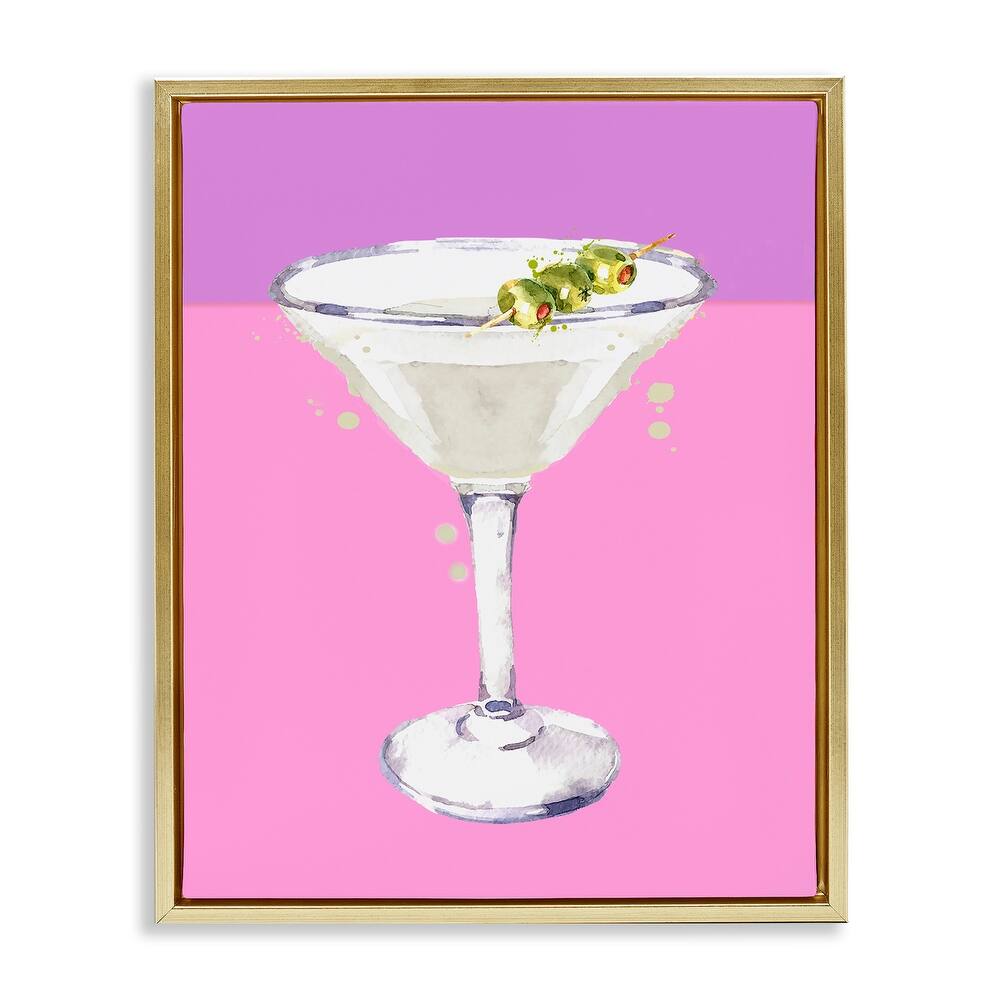 Stupell Bright Olive Martini Framed Floater Canvas Wall Art Design By Susan Jill