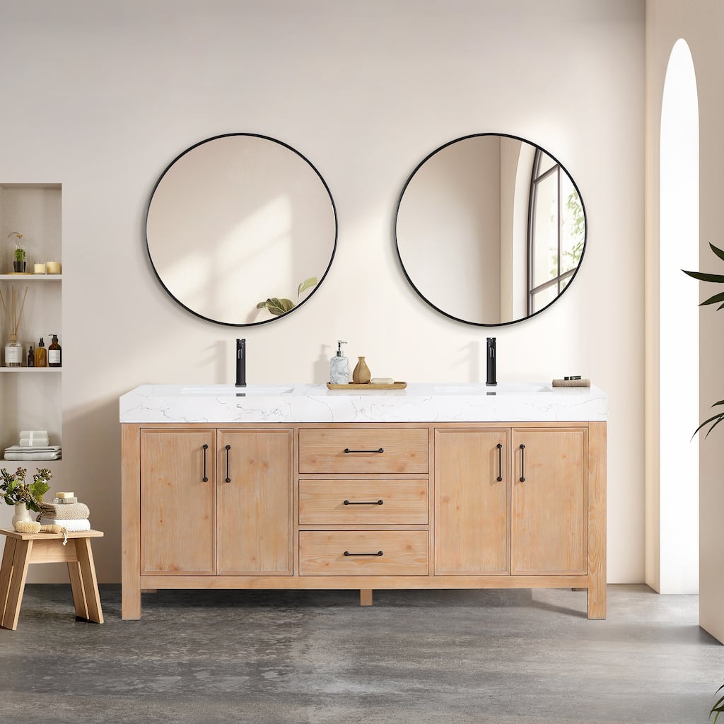 Leon 72 in. Double Bathroom Vanity with Composite Stone Top