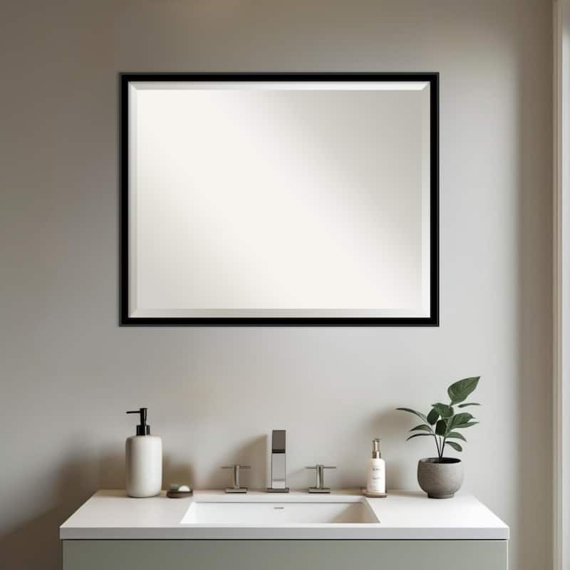 Incline Beveled Wood Framed Bathroom Vanity Wall Mirror