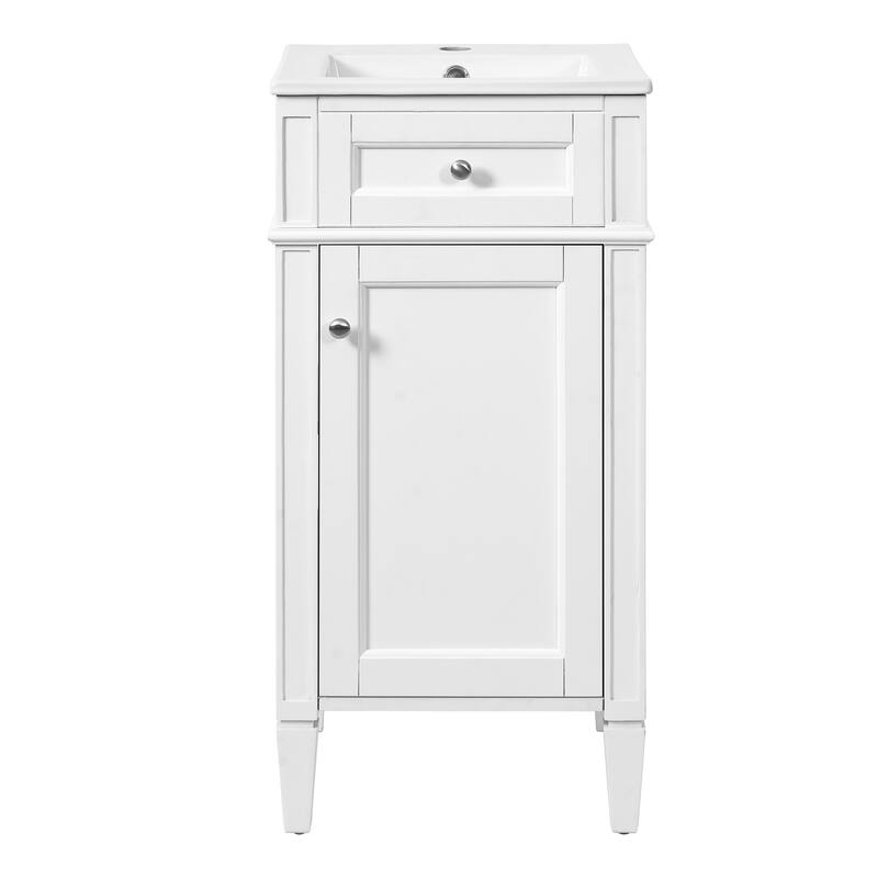 Small Bathroom Vanity Freestanding Single Vanity Set with Ceramic Sink