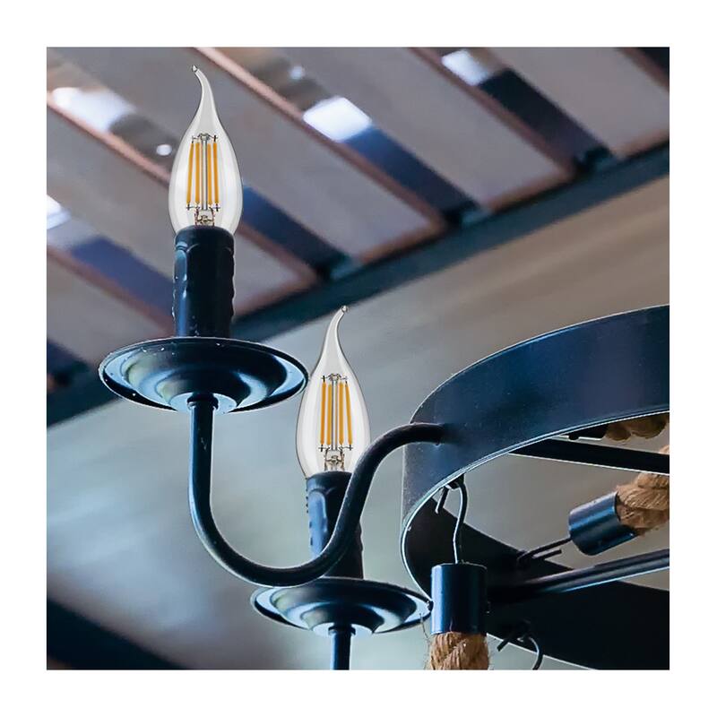 5.5 Watt CA10 LED Clear Medium Base 5000K 120 Volt 2-Card