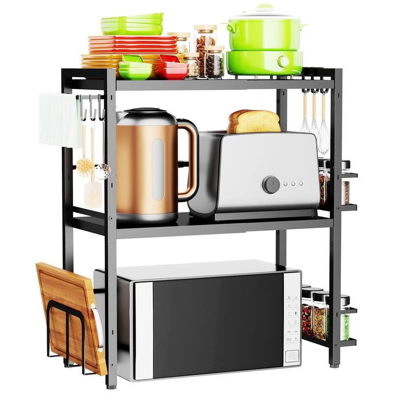 Countertop Kitchen Utensils Tableware Storage - ‎17.17 x 13.62 x 5.39 - Black 3 Tier With Spice Rack