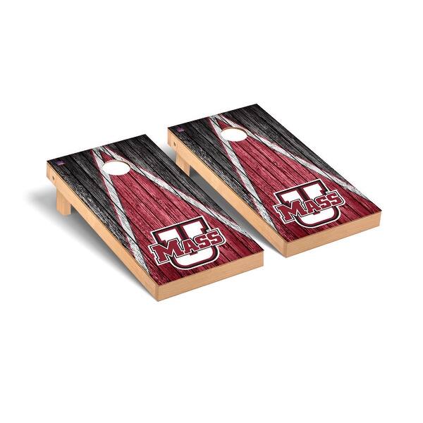 slide 2 of 5, Massachusetts UMASS Minutemen Triangle Cornhole Board Set