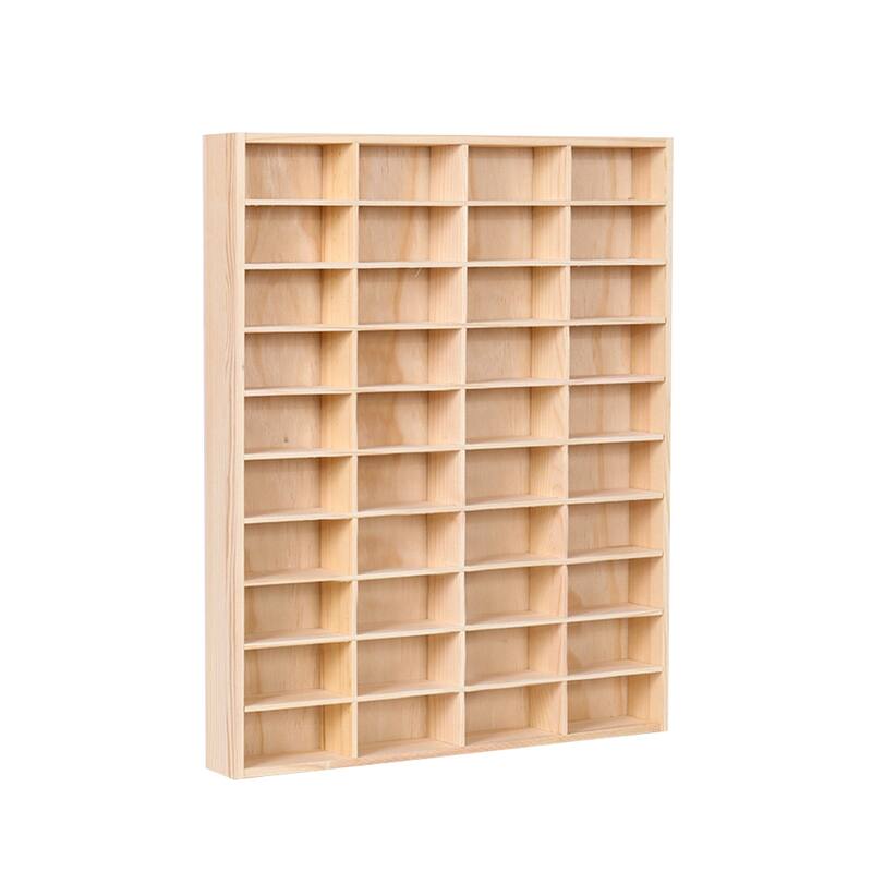 40 Compartment Wooden Display Case for 1 64 Toy Cars Wall Mounted or Countertop Storage Organizer Hardwood Shelf