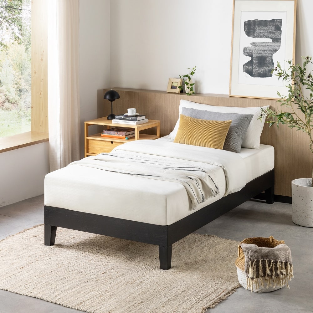 Grand Solid Wood 12-inch Platform Bed Frame by Crown Comfort