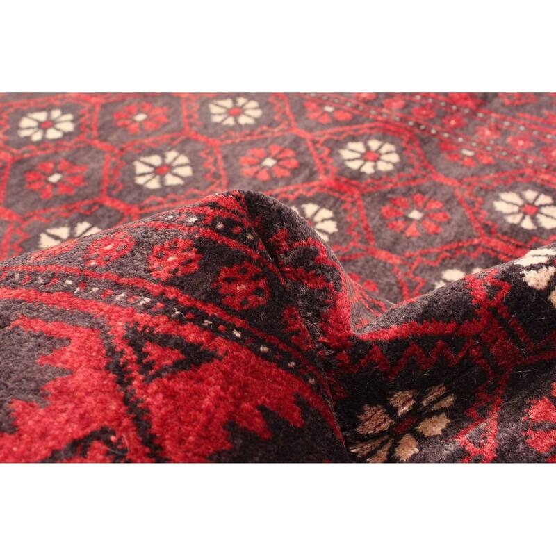 ECARPETGALLERY Hand-knotted Baluch Dark Brown Wool Rug - 2'8 x 5'5