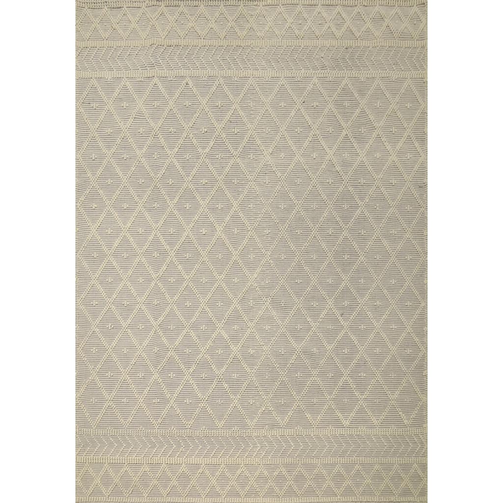 Hand Knotted Oriental 100% Wool Carpet Modern Geometric Greys & Charcoal Modern Gotti Design Area Rug - 9' 7'' X 7' 10''