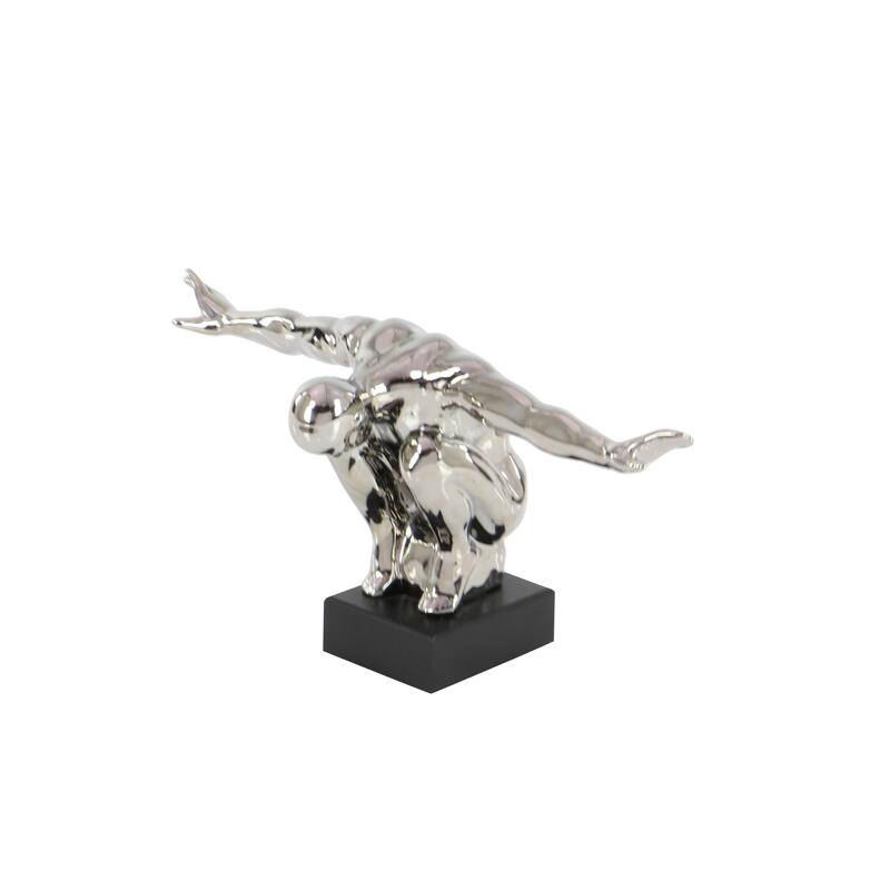 Silver Porcelain Ceramic Diver Decorative Sculpture