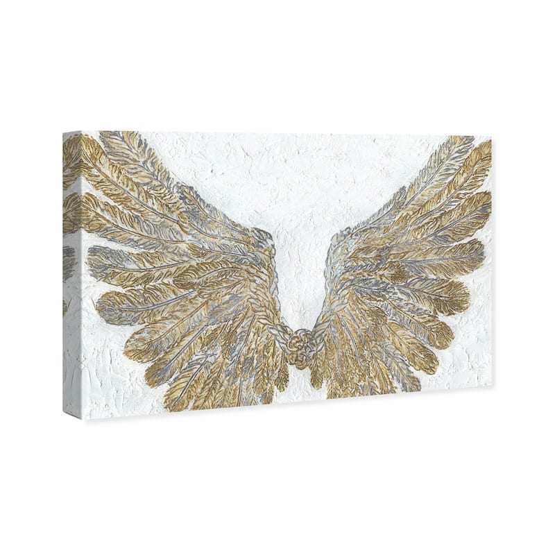 Wynwood Studio Canvas Fashion and Glam Wings Art Gray and Off-white Modern & Contemporary Wall Art Canvas Print
