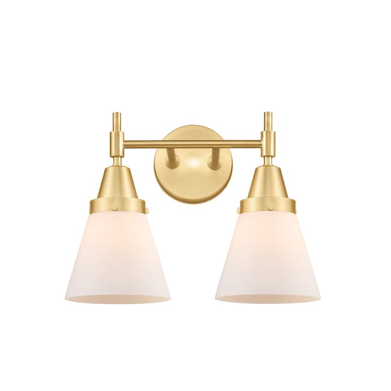 Innovations Lighting Caden Cone - 2 Light 15" Bath Vanity Light - Satin Gold/Matte White
