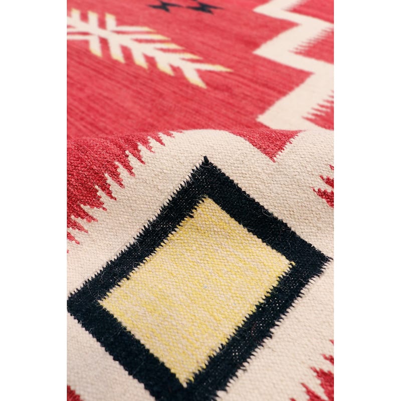 Pasargad Home Tuscany Reversible Wool Red Area Rug - 6' 3'' X 8'10''