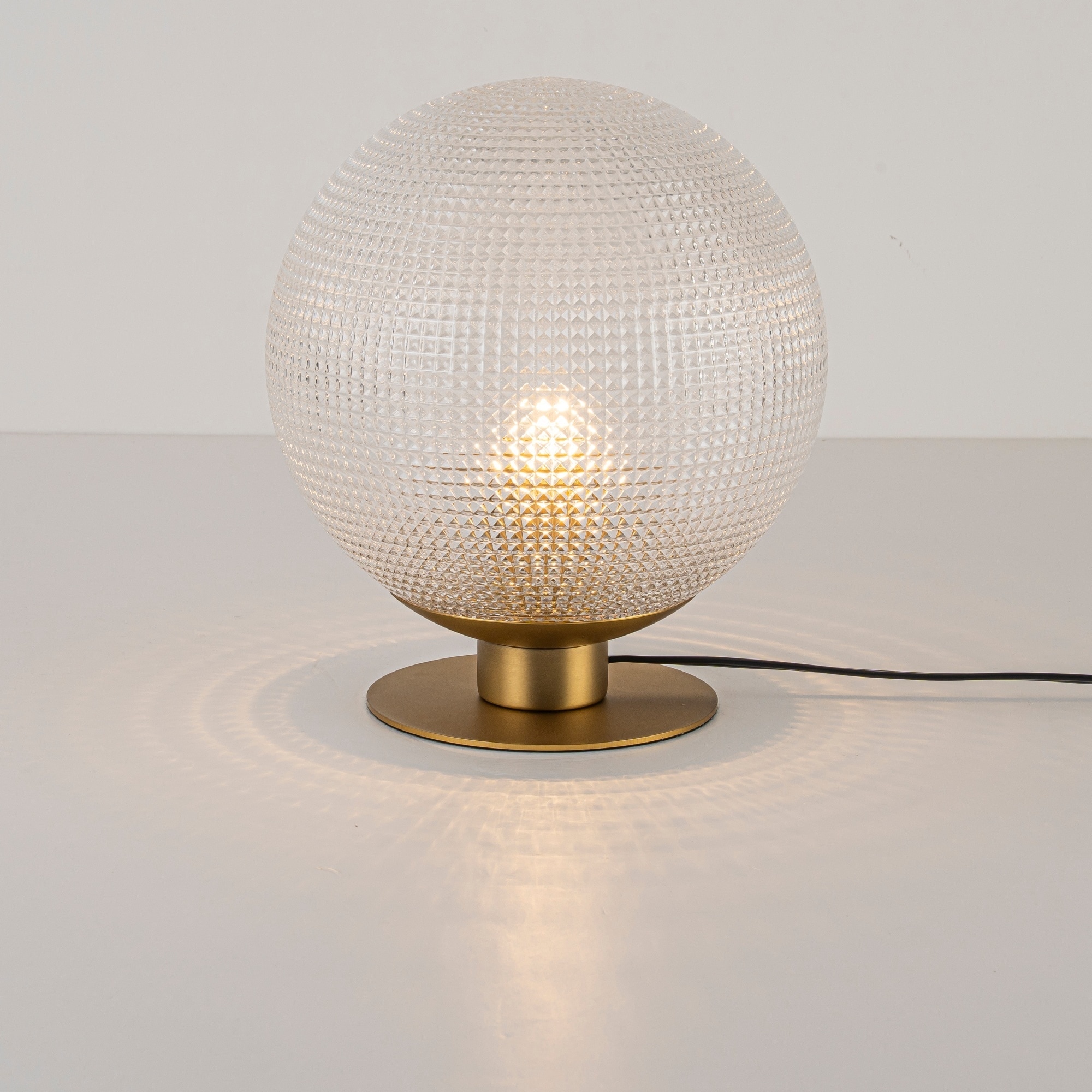 Rennnsan 1-Light Dimmable Modern Grid Glass Globe Table Lamp for Living Room Bedroom - 9.8 in. W x 11 in.H