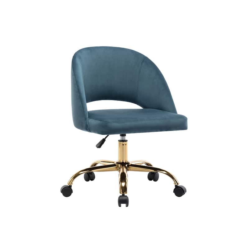 Porthos Home Naiko Velvet Upholstery Swivel Office Chair - Blue