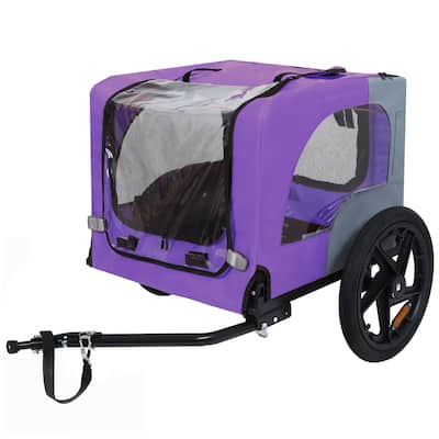 Outdoor Collapsible Pet Bike Trailer With 16-Inch All-Terrain Wheels & Universal Hitch-Foldable Dog/Cargo Carrier Cart