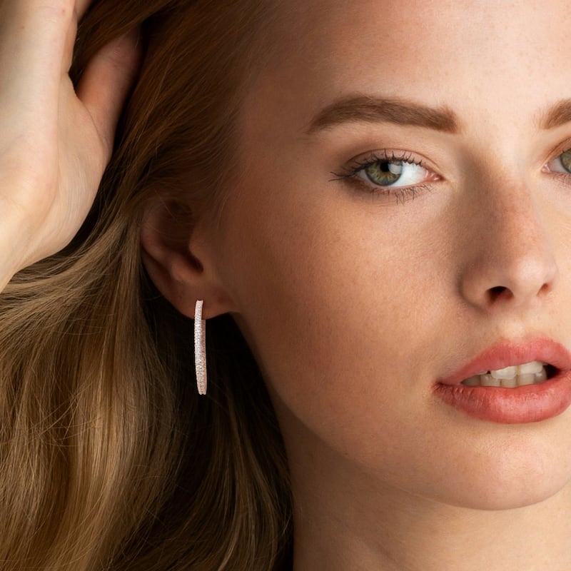 Miadora 11 3/4ct TGW Created White Sapphire Hoop Earrings Sterling Silver