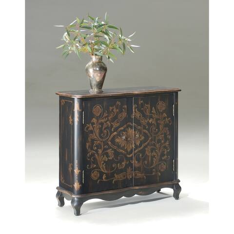 Handmade Butler Leyden European Black Painted Console Cabinet