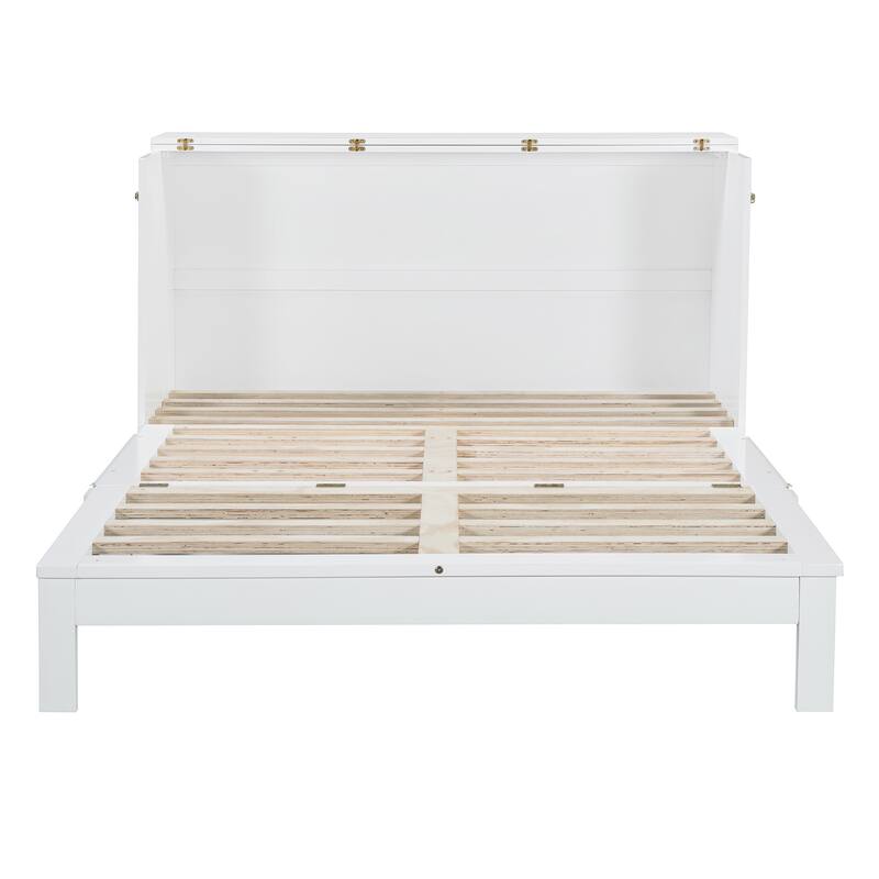 Full/Queen Size Murphy Bed with Large Storage Drawers and USB Charging Port -Space-Saving and Stylish Solution for Small Spaces