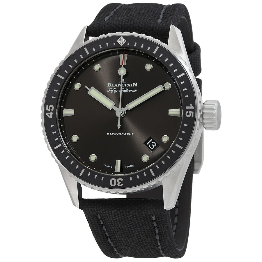 Blancpain Fifty Fathoms Bathyscaphe SS Men's Watch - Black Band, Black Face