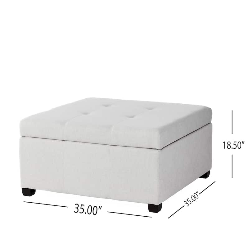 Roomfitters 35" Square Faux Leather Storage Ottoman with Lift-Top, Upholstered Footrest Bench for Living Room or Bedroom