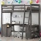 preview thumbnail 1 of 14, Contemporary Design Twin Size Loft Bed with U-shaped Desk, Drawers and Multiple Storage Shelves, Study or Leisure Space, Brown