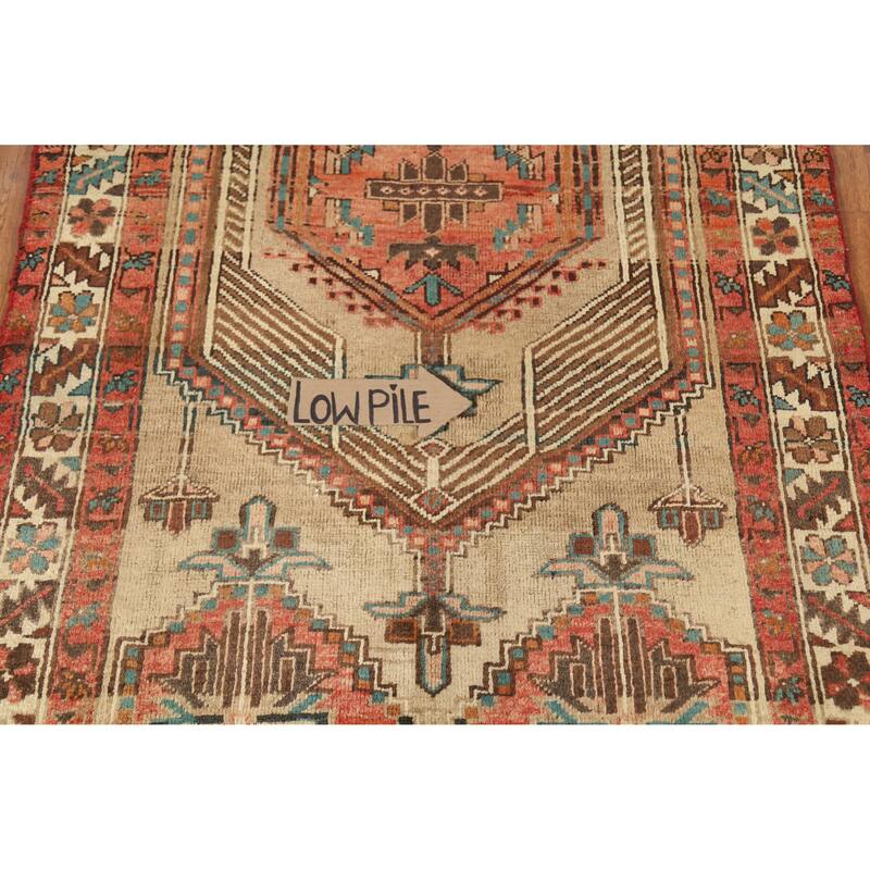 Hand Knotted Oriental 100% Wool Carpet Traditional Geometric Brown Ardebil Runner Rug - 10' 5'' X 3' 7''