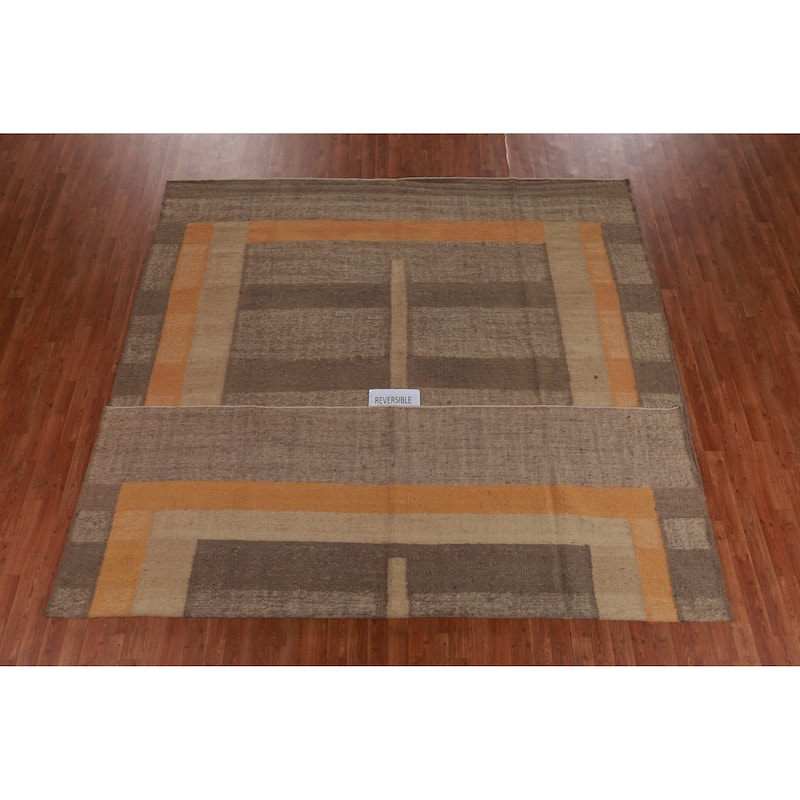 Hand Woven Oriental 100% Jute Carpet Southwestern Modern Brown Kilim Area Rug - 12' 1'' X 9' 5''