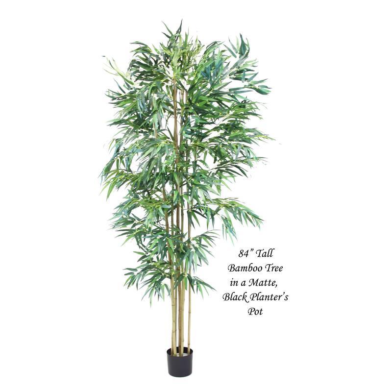 The Mod Greenhouse 60" Artificial Real Touch Bamboo Tree in Black Matte Planter's Pot
