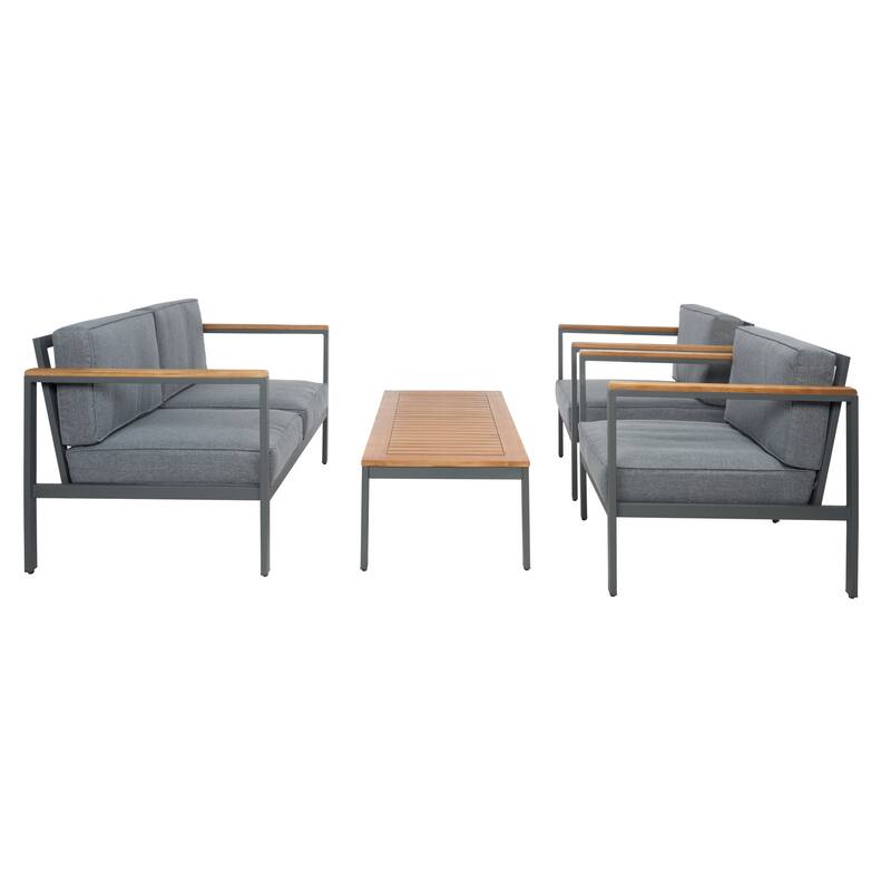 SAFAVIEH Outdoor Astrit 4-Piece Living Set - 49W x 28D x 26H