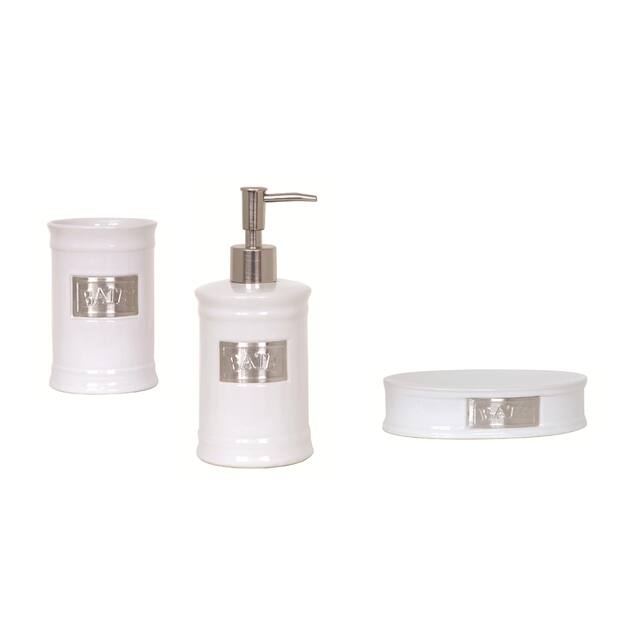 3-Piece Countertop Accessories Set MSV-France Adelaide Bath White Ceramic - Bath White
