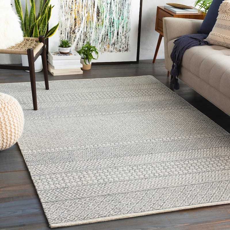 Livabliss Amina Handmade Wool Moroccan Area Rug - Grey - 2' x 4' Hearth