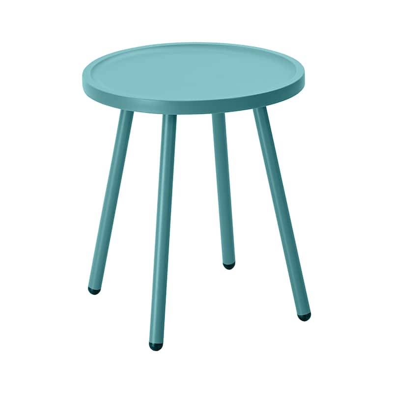 Werph Patio Table Living Room Side Table, Round Accent Table Small Side Table Nightstand - Blue