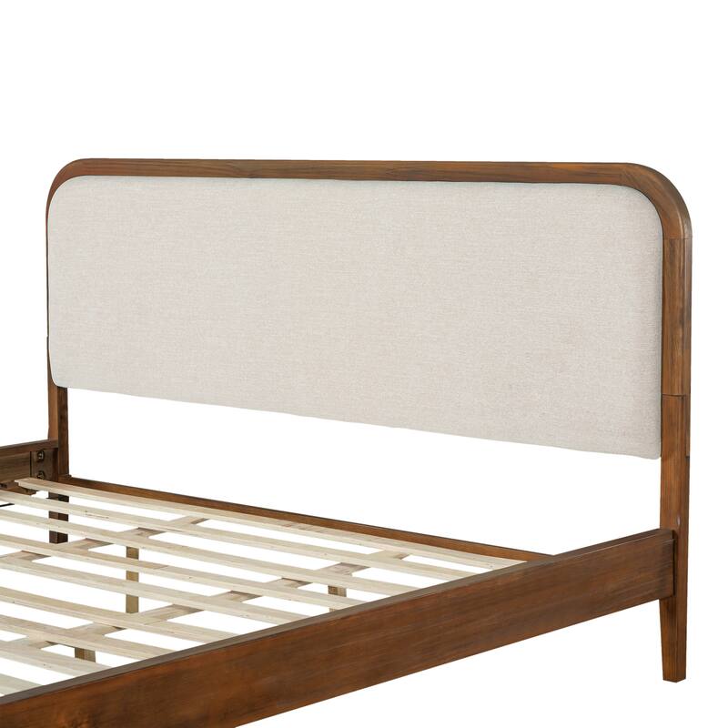 Christopher Knight Home - Oakmere Modern Solid Wood Platform Bed with Upholstered Headboard