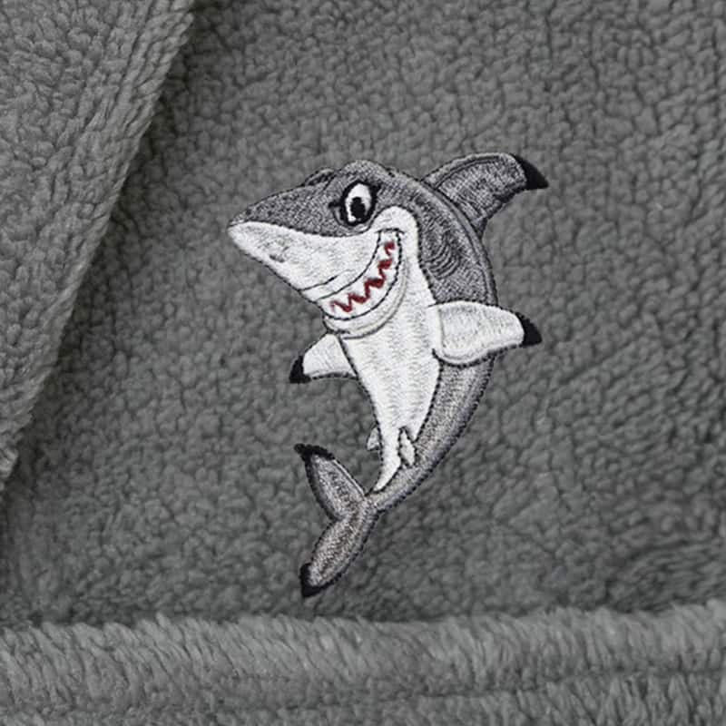 Sweet Kids 100% Polyester SUPER PLUSH Double Brushed Hooded Bathrobe - SHARK