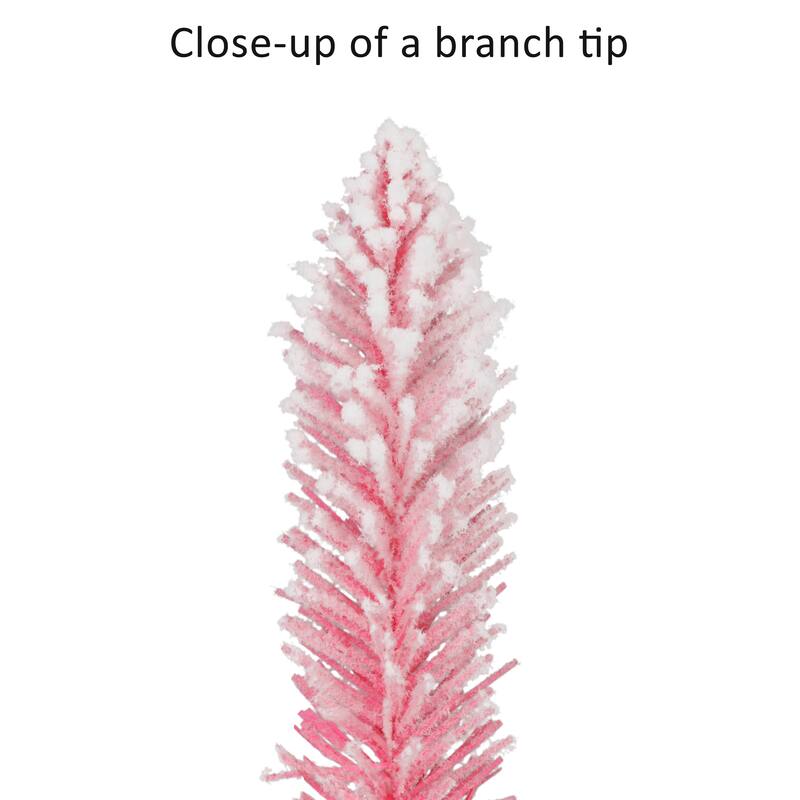 Puleo International 7 ft. Pre-Lit Flocked Pink Artificial Alpine Pencil Tree