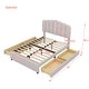preview thumbnail 4 of 18, Upholstered Bed with 4 Storage Drawers,Wood Slat Support