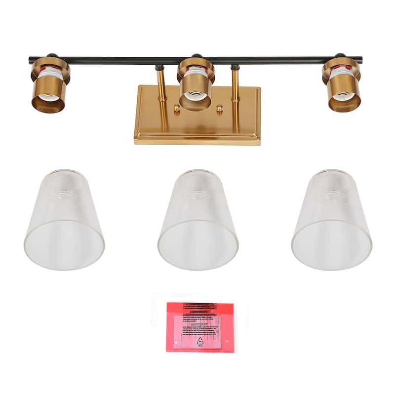 Modern 3/4-Light Black Gold Bathroom Vanity Lights Cone Glass Wall Sconce