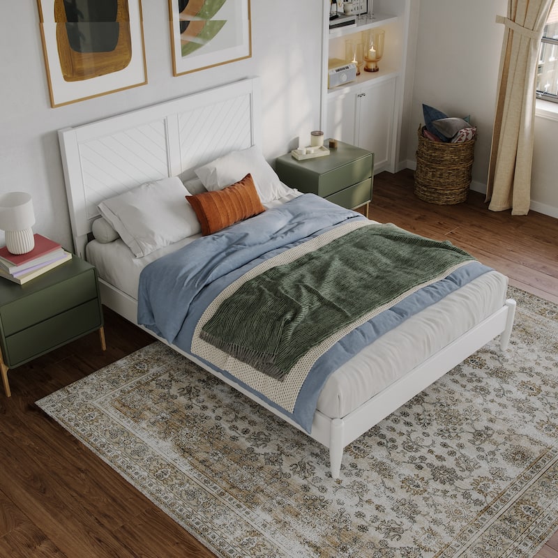 Berkshire Full Solid Wood Low Profile Platform Bed in White