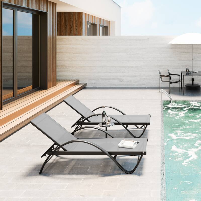 Futzca 2 Set Outdoor Lounge Chair, Pool Chaise Lounge - N/A