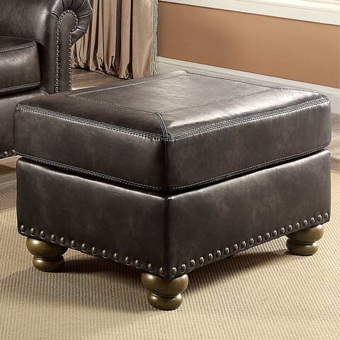 Moji Traditional Brown Faux Leather Ottoman by Furniture of America