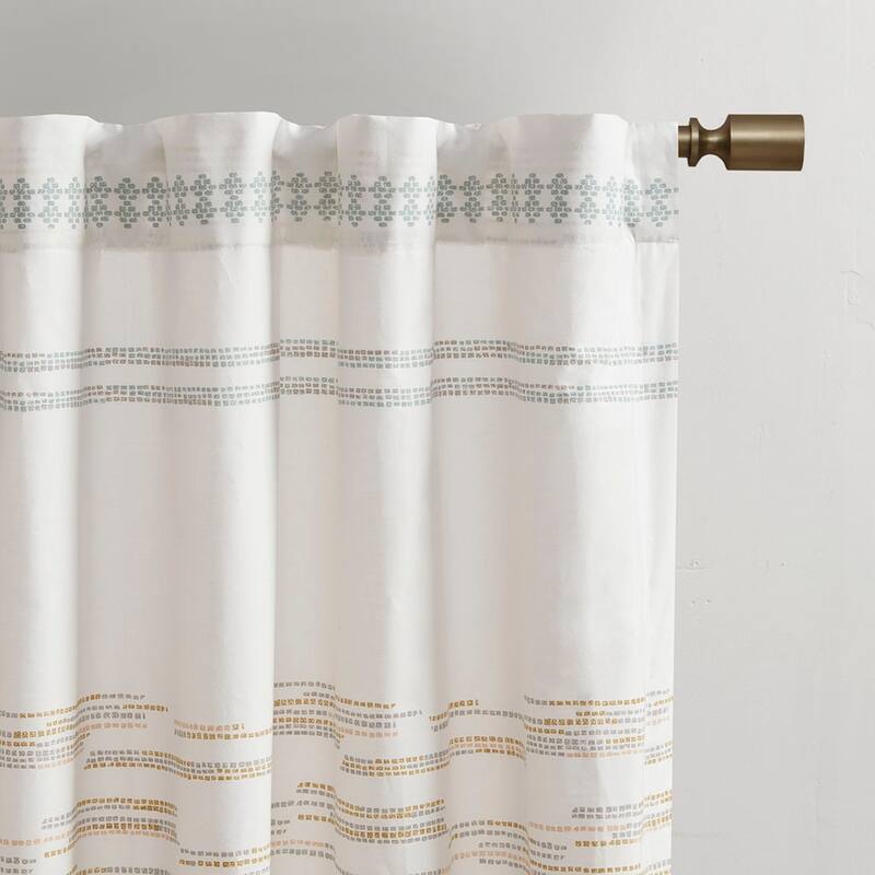Cotton Printed Curtain Panel with tassel trim and Lining(Only 1 Pc Panel) - Multicolor - 84 Inches