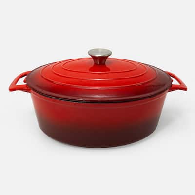 CookPro 6 Qt. Oval Casserole Pan with Red Coating