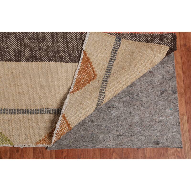 Hand Woven Oriental 100% Jute Carpet Southwestern Modern Beige & Ivories Kilim Area Rug - 11' 7'' X 9' 5''