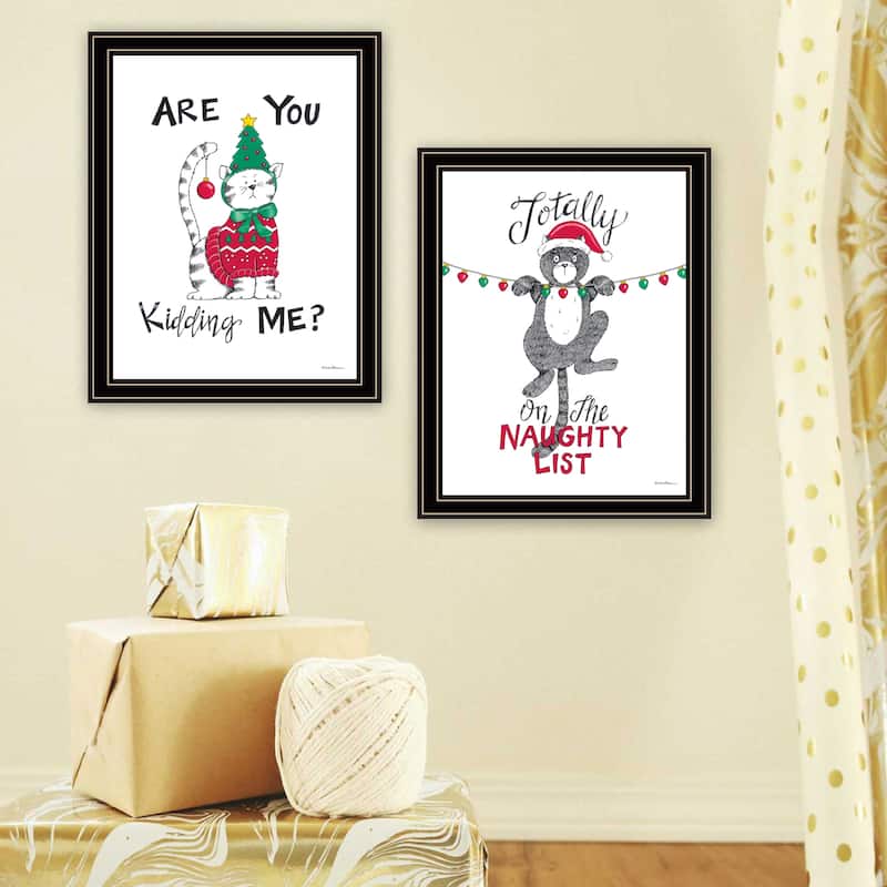 2-Piece Framed Wall Art Set - Humorous "Are You Kidding ME?", Black Frame