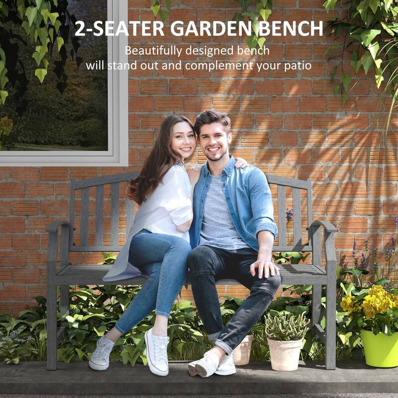 Outdoor Bench Patio Bench for Backyard, Leisure Bench with Backrests and Armrests, Entryway Bench Indoor Bench