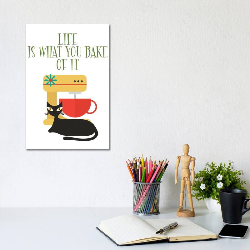 iCanvas "Life Is What You Bake Of It Mod Cat" by Jania Sharipzhanova Canvas Print - 12x8x0.75