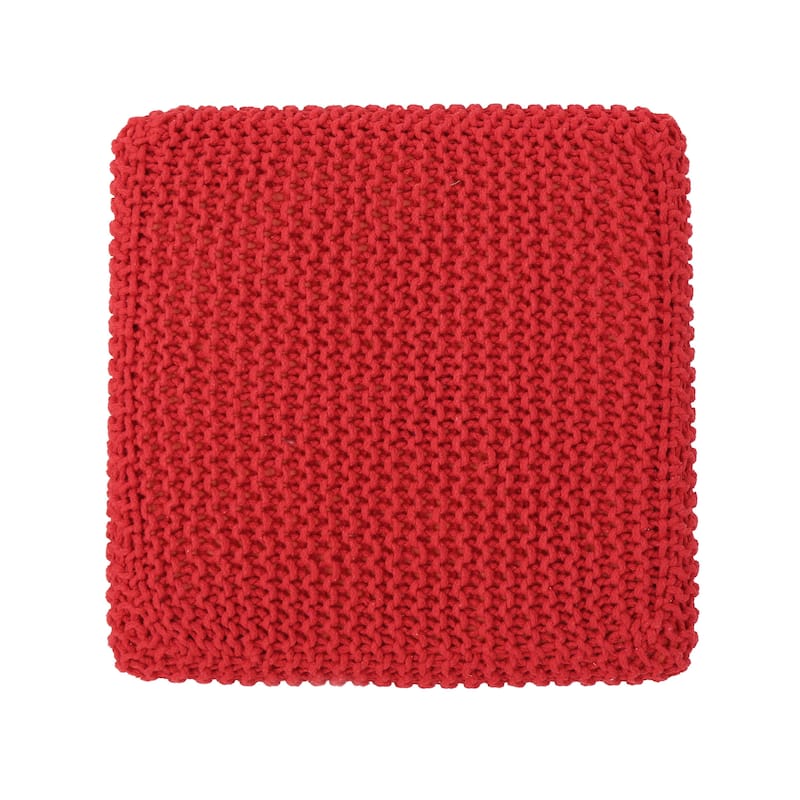 Modern 16.5" Cotton Foot Stool with Soft Appearance and Easy-To-Clean Outer Knitting for Living Room